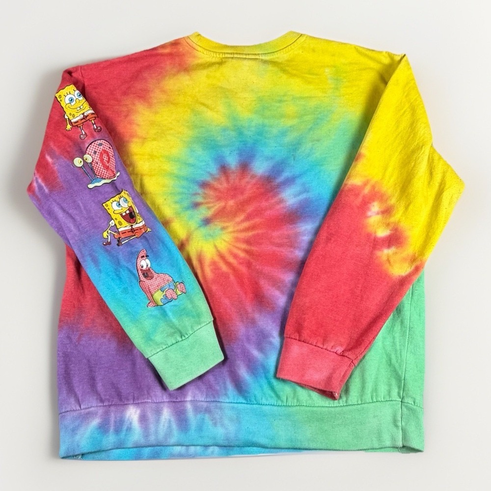 Nickelodeon SpongeBob SquarePants Tie Dye Crewneck Sweatshirt Size L - Picture 3 of 5